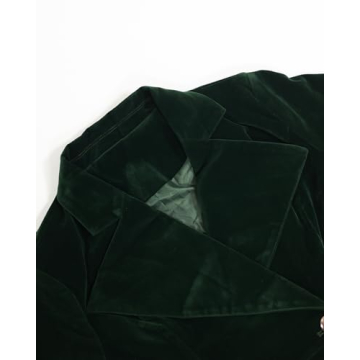 LifeShe Women's Velvet Blazer Work Office Dressy Lapel Collar Double Breasted Peplum Blazers Jacket Green