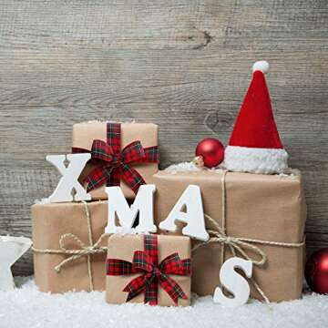 2 Rolls Christmas Plaid Burlap Ribbon - 20 Yards Wired Edge for Crafting