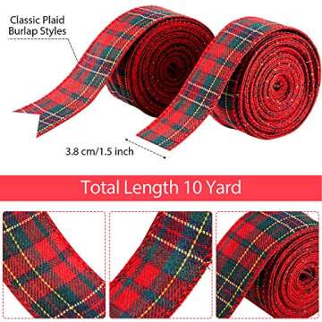 Quality Christmas Plaid Wired Burlap Ribbon for Crafts