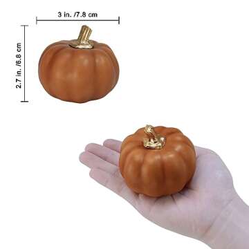 Winlyn 12 Pcs Small Brown Artificial Pumpkins Fall Rustic Decorative Pumpkins Faux Foam Caramel Pump...