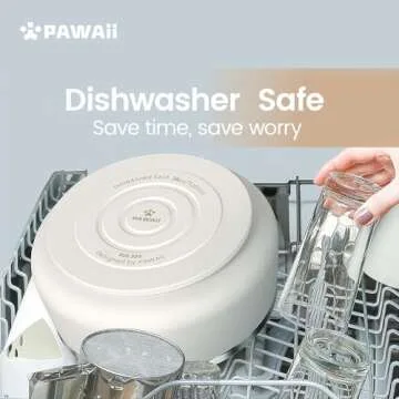 Pawaii Dog Bowl, Dog Food Water Bowl with Non-Slip Rubber Base, Metal Insulated Stainless Steel Dog Bowls with ID Tag, Double Wall Dog Bowl for Small Medium Large Dogs, Durable, Dishwasher Safe, 34oz