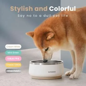 Pawaii Dog Bowl, Dog Food Water Bowl with Non-Slip Rubber Base, Metal Insulated Stainless Steel Dog Bowls with ID Tag, Double Wall Dog Bowl for Small Medium Large Dogs, Durable, Dishwasher Safe, 34oz
