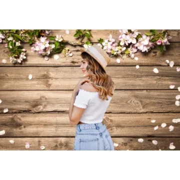 Rustic Wood Wedding Flowers Backdrop 7x5ft Allenjoy