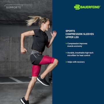 Bauerfeind Sports Compression Upper Leg Sleeves (1 Pair) - Thigh & HamstringCompression for Improved Blood Circulation & Recovery - Thigh Wrap for Quad Support (White, Medium/X-Long)