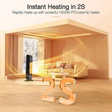 Space Heater,VCK 1500W 24" Portable Electric Heaters for Indoor Use,75° Oscillation,3 Modes,8H Time...