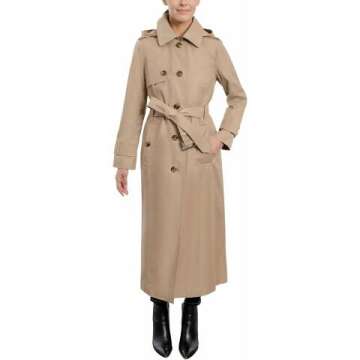 LONDON FOG Women's Long Trench Coat with Epaulettes