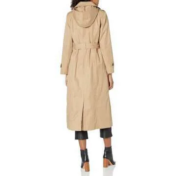 LONDON FOG Women's Long Trench Coat with Epaulettes