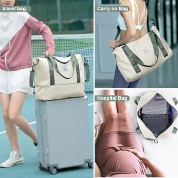 Travel Bag, Waterproof Duffel Tote with Trolley Sleeve