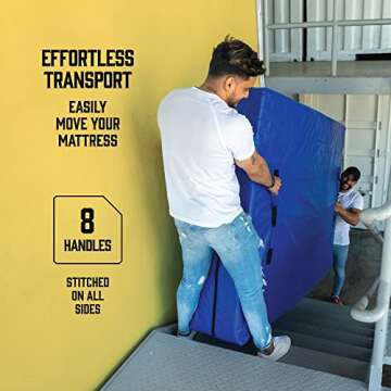 Mattress Bags For Moving With 8 Handles - Queen - Extra-Thick Mattress Bag For Moving- Reusable Matt...