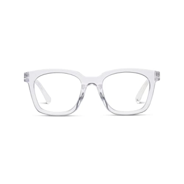 Peepers by PeeperSpecs Women's to The Max Square Blue Light Blocking Reading Glasses, Clear, 49 + 3....
