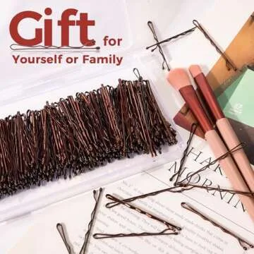 300 Pcs Bobby Pins Brown, EWAGOA Brown Hair Pins for Women Girls and Kids, Invisible curled Hair clips with Storage box, Pain-Free Hairpins（2 Inch Brown）