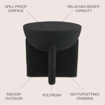 JONATHAN Y TBL1109A Brady 16.25" Minimalist Modern Drum Indoor/Outdoor Accent Table Contemporary, Mi...