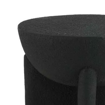 JONATHAN Y TBL1109A Brady 16.25" Minimalist Modern Drum Indoor/Outdoor Accent Table Contemporary, Mid-Century, Art Deco, Bohemian, Patio, Garden, Bathroom, Living Room Black Frosted