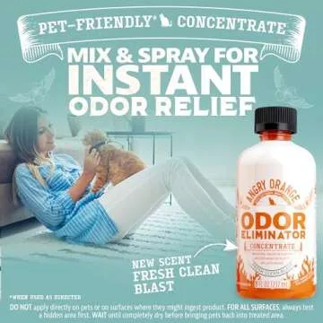 Angry Orange Pet Odor Eliminator Concentrate for Cat Urine and Smells - Fresh Scent - 8 oz (Makes 12...