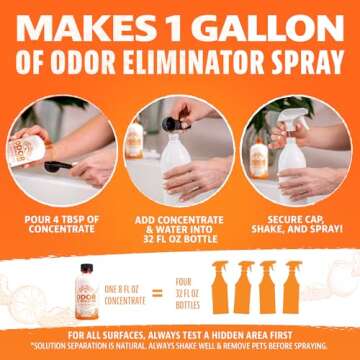 Angry Orange Pet Odor Eliminator Concentrate for Cat Urine and Smells - Fresh Scent - 8 oz (Makes 128 oz of Cleaner)