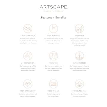 Artscape Etched Glass Large | Window Privacy Film Textured Glass Pattern | Non-Adhesive & UV Protection | Easy to Apply & Removable | 36 x 72 Inches