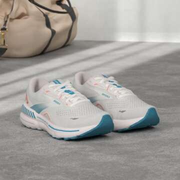 Brooks Women’s Adrenaline GTS 23 Supportive Running Shoe - Coconut/Papaya/Blue - 7 Medium