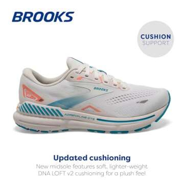 Brooks Women’s Adrenaline GTS 23 Supportive Running Shoe - Coconut/Papaya/Blue - 7 Medium
