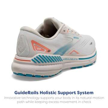 Brooks Women’s Adrenaline GTS 23 Supportive Running Shoe - Coconut/Papaya/Blue - 7 Medium