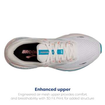Brooks Women’s Adrenaline GTS 23 Supportive Running Shoe - Coconut/Papaya/Blue - 7 Medium