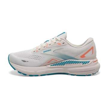 Brooks Women’s Adrenaline GTS 23 Supportive Running Shoe - Coconut/Papaya/Blue - 7 Medium