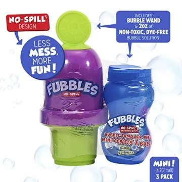 Fubbles Bubbles No-Spill Bubble Tumbler for Babies Toddlers and Kids | Includes 6oz Bubble Solution and Bubble Wand (Tumbler Colors May Vary)(Pack of 3)