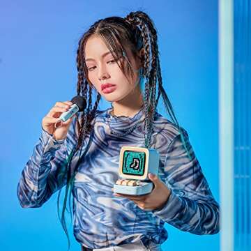 Divoom Ditoo-Mic Bluetooth Speaker with Karaoke Microphone - RGB Keyboard and Pixel Display Desktop ...