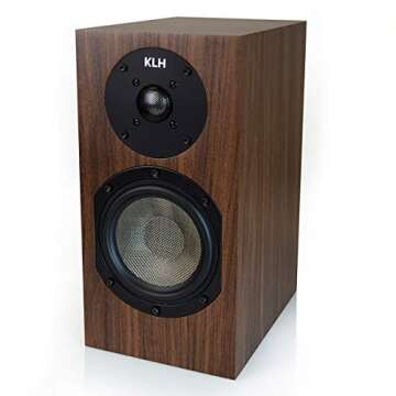 KLH Albany II 2-Way Bookshelf Speakers for Premium Studio Music |High Performance Home Theater|Hi-Res Surround Sound |Deep Bass Port | Detachable Magnetic Grille | European Walnut (Pair)
