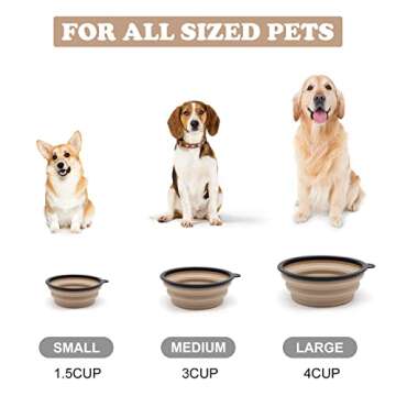 COLLAPSIBLE 2-Pack Large Dog Travel Bowl, Collapsible Bowls for Dogs, Foldable Cat Water Bowl, Portable Pet Feeding Watering Traveling Dish (Cool Gray & Light Brown)