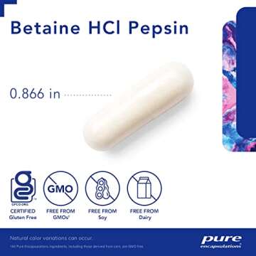Betaine HCl Pepsin Digestive Enzymes - 250 Capsules