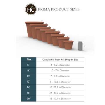 The HC Companies 14 Inch Round Prima Planter - Plastic Plant Pot with Rolled Rim for Indoor Outdoor Plants Flowers Herbs, Black