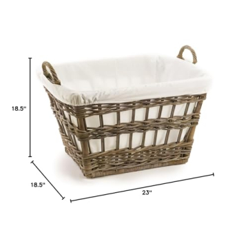 Elegant Kubu Wicker French Laundry Basket - 23x18.5 in