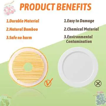 Bamboo Mason Jar Lids with Straw Hole - Eco-Friendly & Stylish