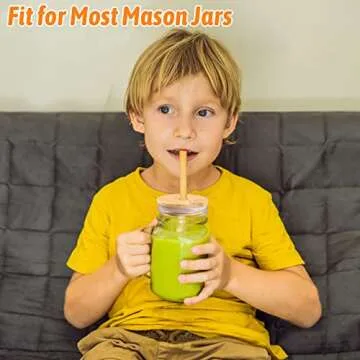 Bamboo Mason Jar Lids with Straw Hole - Eco-Friendly & Stylish