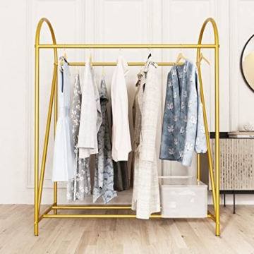 HOMEKAYT Gold Clothing Rack Retail Display Heavy Duty Clothes Garment Rack for Boutiques and Laundry...