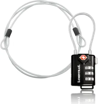 Lumintrail TSA Approved Combination Lock for Luggage - Secure Travel Solution with Cable