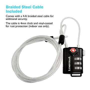 Lumintrail TSA Approved Luggage Lock with 4ft Cable