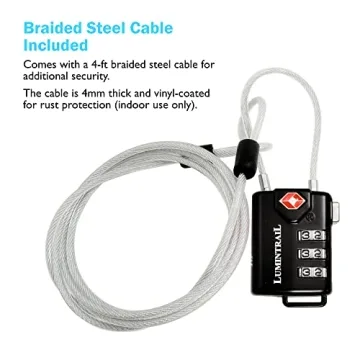 Lumintrail TSA Approved Luggage Lock with 4ft Cable