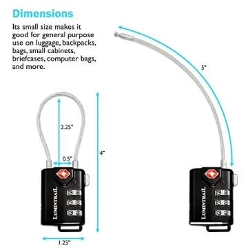 Lumintrail TSA Approved Luggage Lock with 4ft Cable