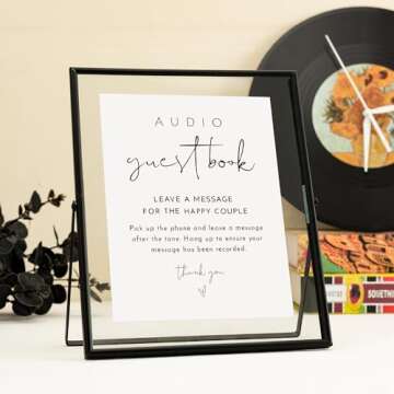 Calculs Wedding Inspo Audio Guest Book Black Sign Holder Welcome Sign for Photobooth Metal Glass Pic...