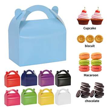 Bssay 30 Pack Party Favor Treat Boxes,Goodie Boxes,Gable Paper Gift Boxes with Handles Perfect for B...