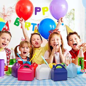 Bssay 30 Pack Party Favor Treat Boxes,Goodie Boxes,Gable Paper Gift Boxes with Handles Perfect for Birthday Party,Wedding,Christmas,Baby Shower 6.5 x 4 x 4 Inches (Blue)