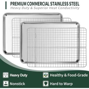 CEKEE Half Sheet Pans Set - Heavy Duty & Rust Resistant