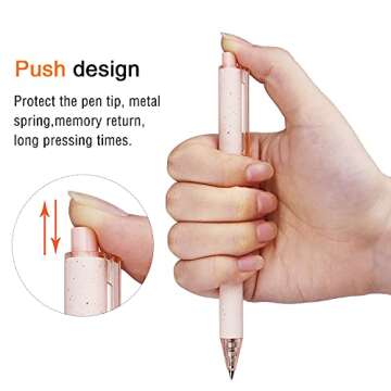 4 Pack Retractable Cute Gel Pens Quick Dry Pens Fine Point 0.5mm Black Ink Ballpoints Pen Writing Pen for Office School Supplies