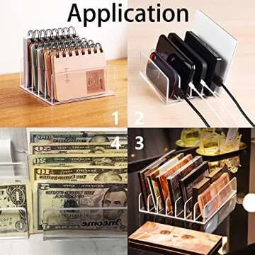 Halyuhn Desk Acrylic Organizer 2 Pack, 5 Compartments Mail Organizer Countertop, Clear Bill Money Organizer for Cash Envelope, Mail Holder Sorter, Acrylic Cell Phone Divider Holder for Charging