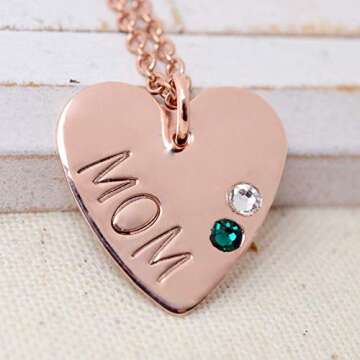 14K Rose Gold Filled Personalized Birthstone Necklace, Mother's Day Gift for Grandma Mom