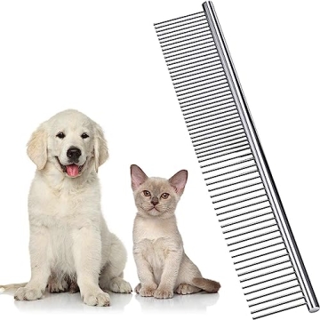 Dog Combs for Grooming, Metal Cat Comb for Removing Tangles and Knots, Professional Grooming Tool fo...
