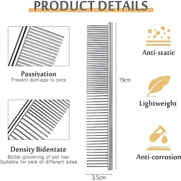 Stainless Steel Dog & Cat Grooming Comb for Tangles