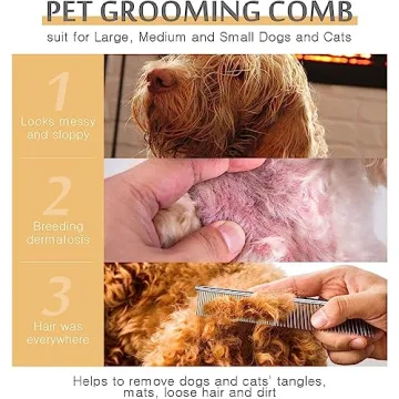 Stainless Steel Dog & Cat Grooming Comb for Tangles