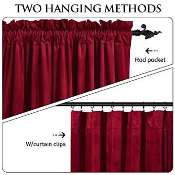 StangH Red Velvet Curtains Thermal Insulation for Home Decor